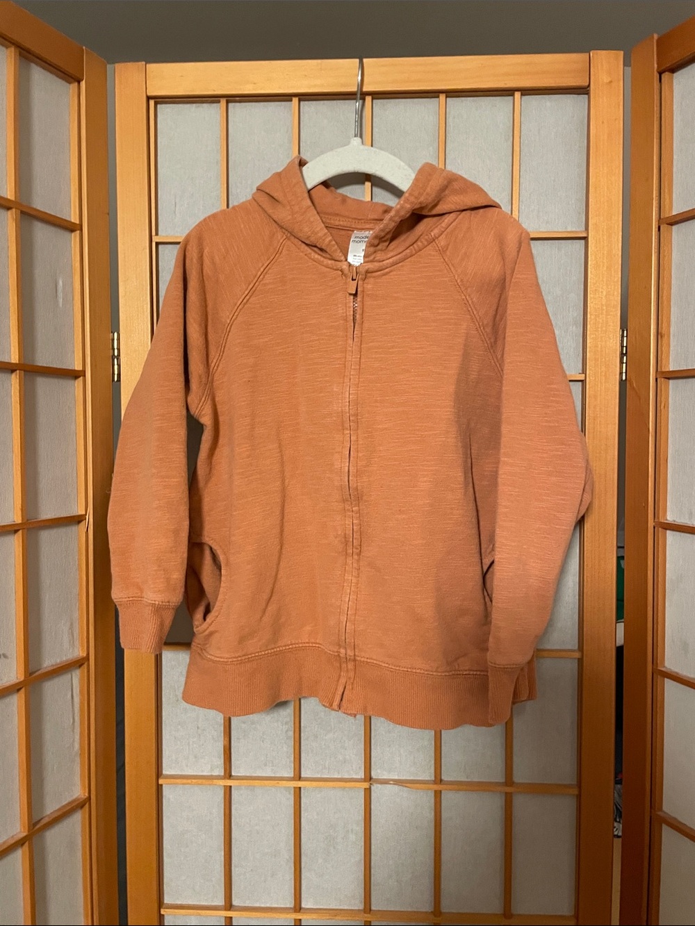 Kids Zip-Up Hoodie in Rust Orange